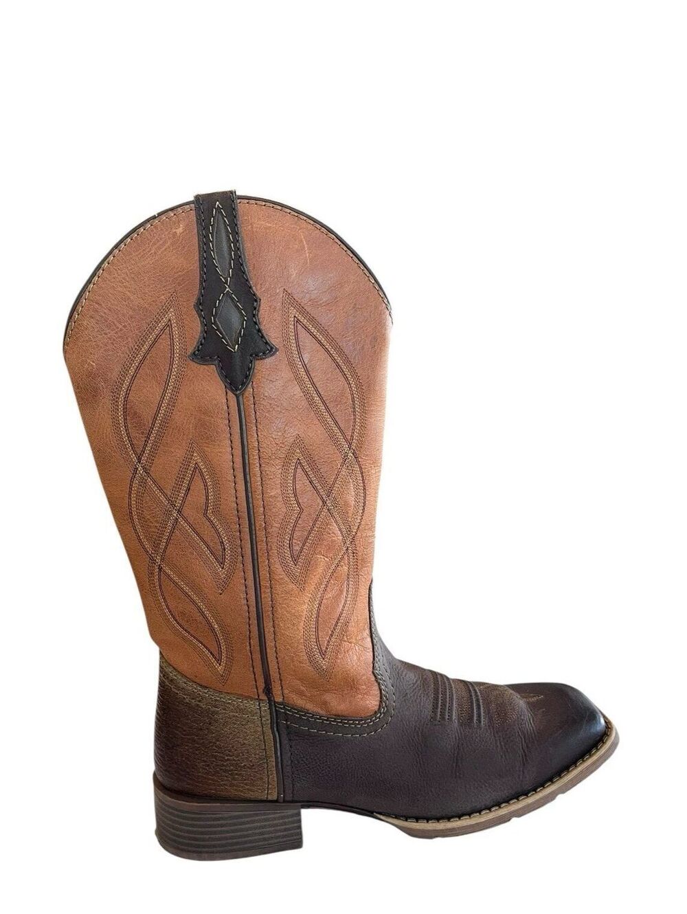 Justin Boots Womens Sz 10B Western Square Toe Brown and dark brown 3183.22